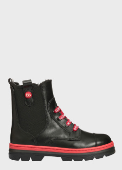 Черные ботинки Dolce&Gabbana с красными вставками, фото